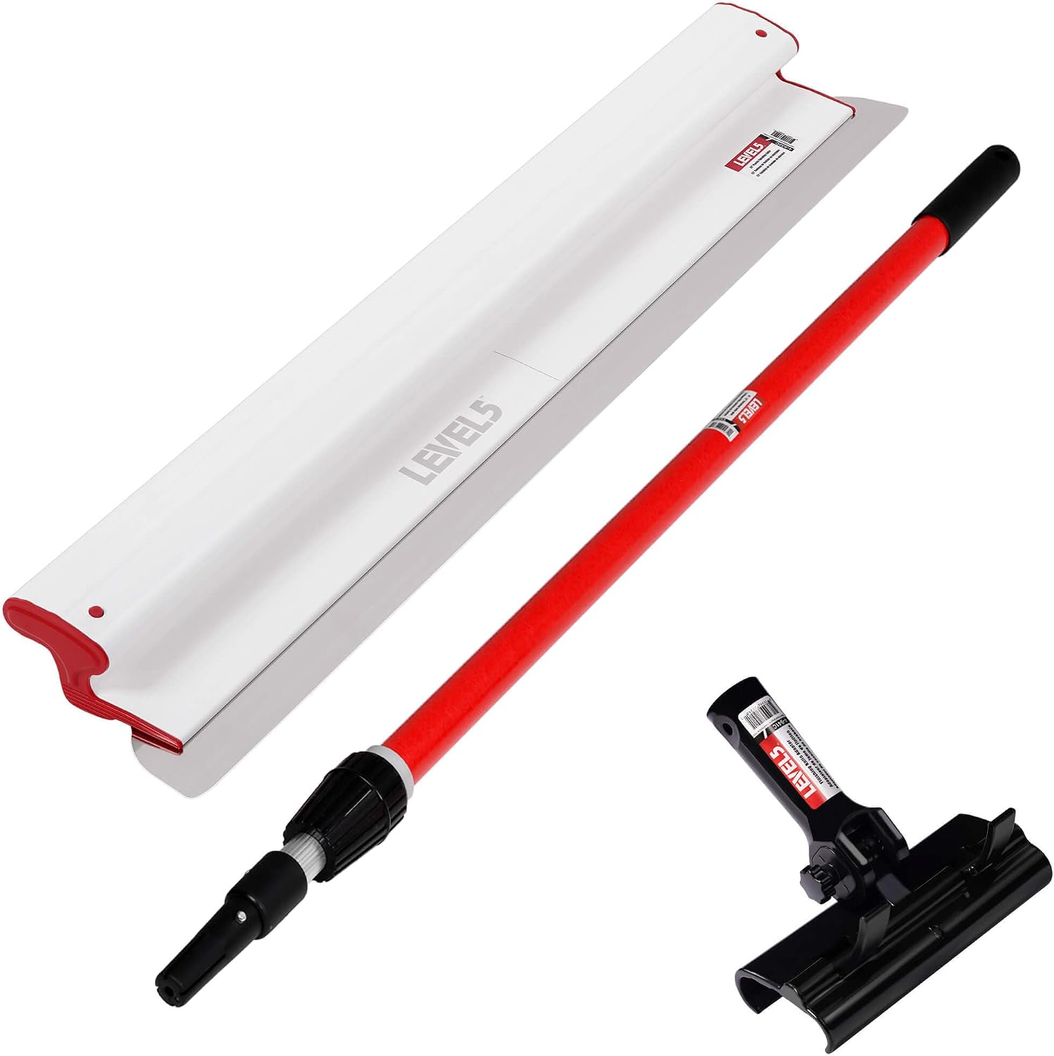 LEVEL5 Composite Skimming Blade Combo, 32' Blade + 49' - 87' Extension Handle | Smoothing/Knockdown Drywall Knife | Composite Plastic & European Stainless Steel Construction | 5-432C