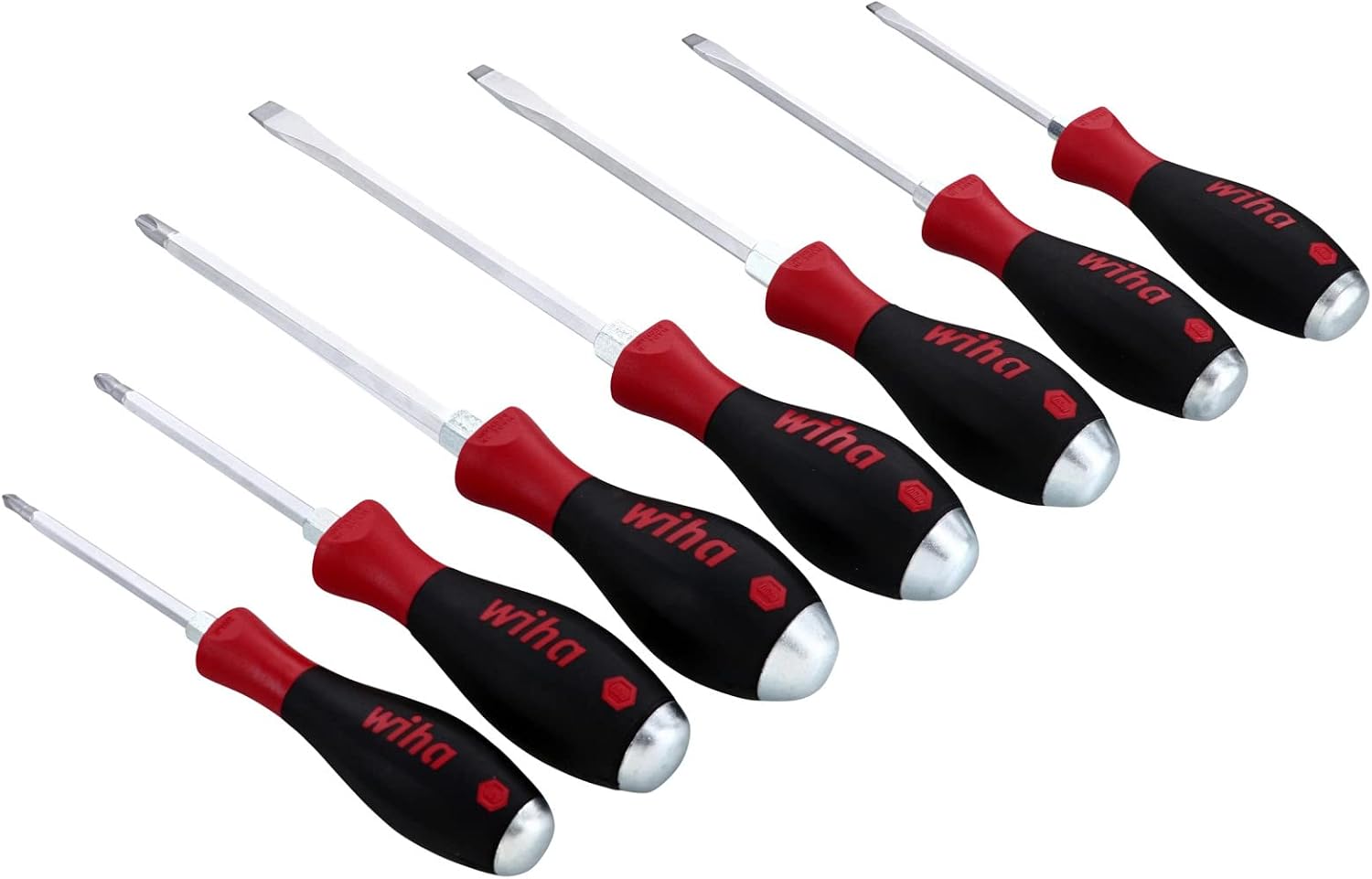 Wiha 53097 Screwdriver Set, Slotted and Phillips, Extra Heavy Duty, 7 Piece