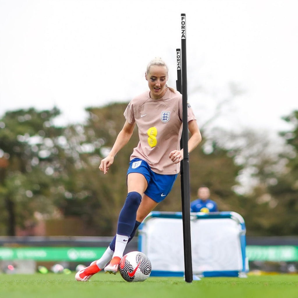 FORZA Slalom Agility Poles | Improve Endurance, Speed & Footwork | Color, Size & Rubber Base Options Available [8 Pack]