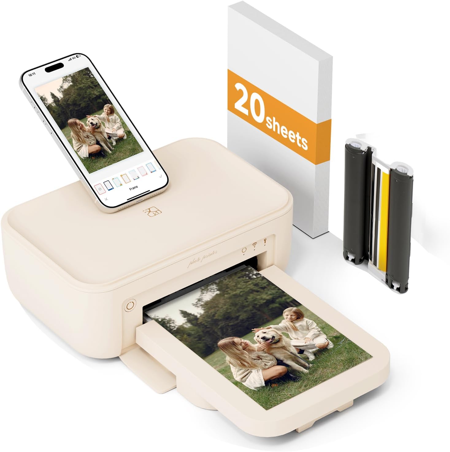 HPRT Photo Printer 4×6'+20 Sheets Photo Paper & 1 Ribbon, Wi-Fi Full-Color Instant Phone Photo Printer for iPhone, Android, Smartphone, Thermal Dye-Sublimation Impresora De Fotos for Home Use