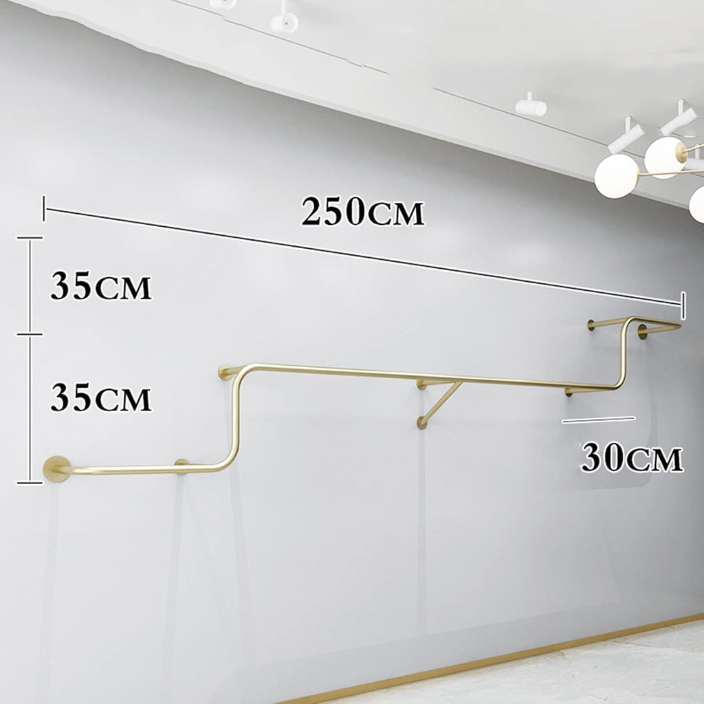 Gold Metal Garment Bracket Frame Wall Mounted Retail Clothing Rack - Heavy Duty Multi-Purpose Hanging Rod for Closet Storage, Modern Simple Display Rack for Commercial Clothes Racks