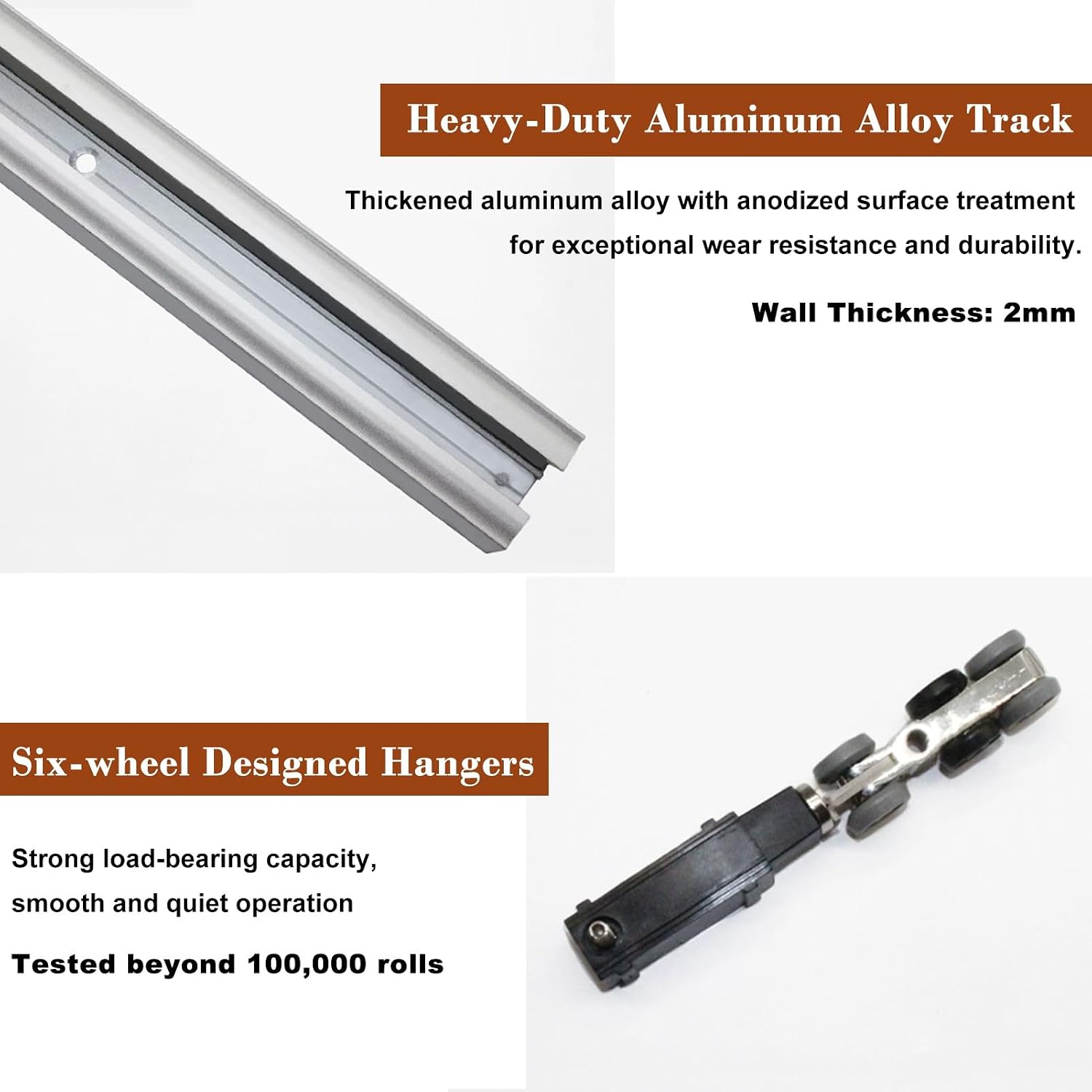 Invisible Pocket Door Hardware with Two-Way Soft Close Mechanism, Top Mount Sliding Door Track with Nylon Ball Bearing Six-Wheel, Floor Guide(320cm(126in))