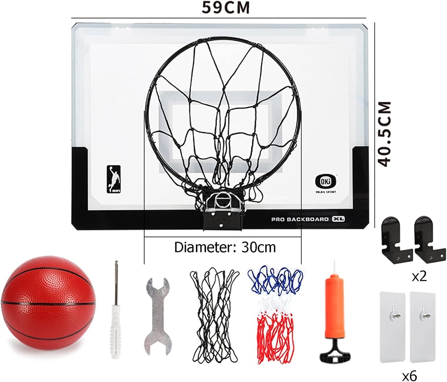 Basketball Rim Indoor Wall-Mounted Basketball Hoop,Children's Adult Mini Basketball Board,Interesting Fitness Training Equipment (Size : 59x40cm)
