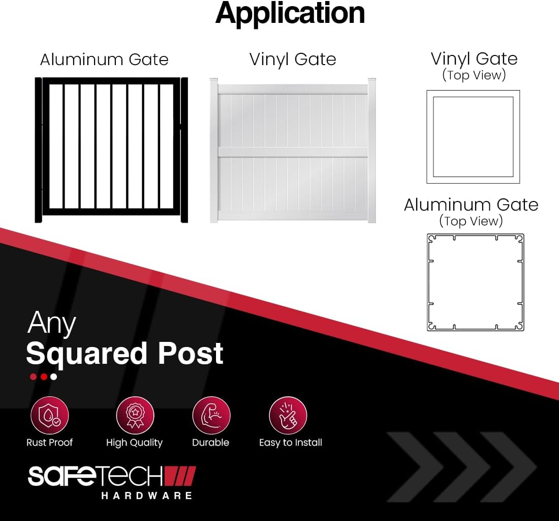 Safetech Hardware 10-inch Magnetic Top Pull Pool Gate Latch (2 Pack) | Lockable Pool Gate Safety Latch | Heavy Duty Vertical Self-Locking Lock | Vinyl & Aluminum/Metal Gates, Any Square Post | SL-25H