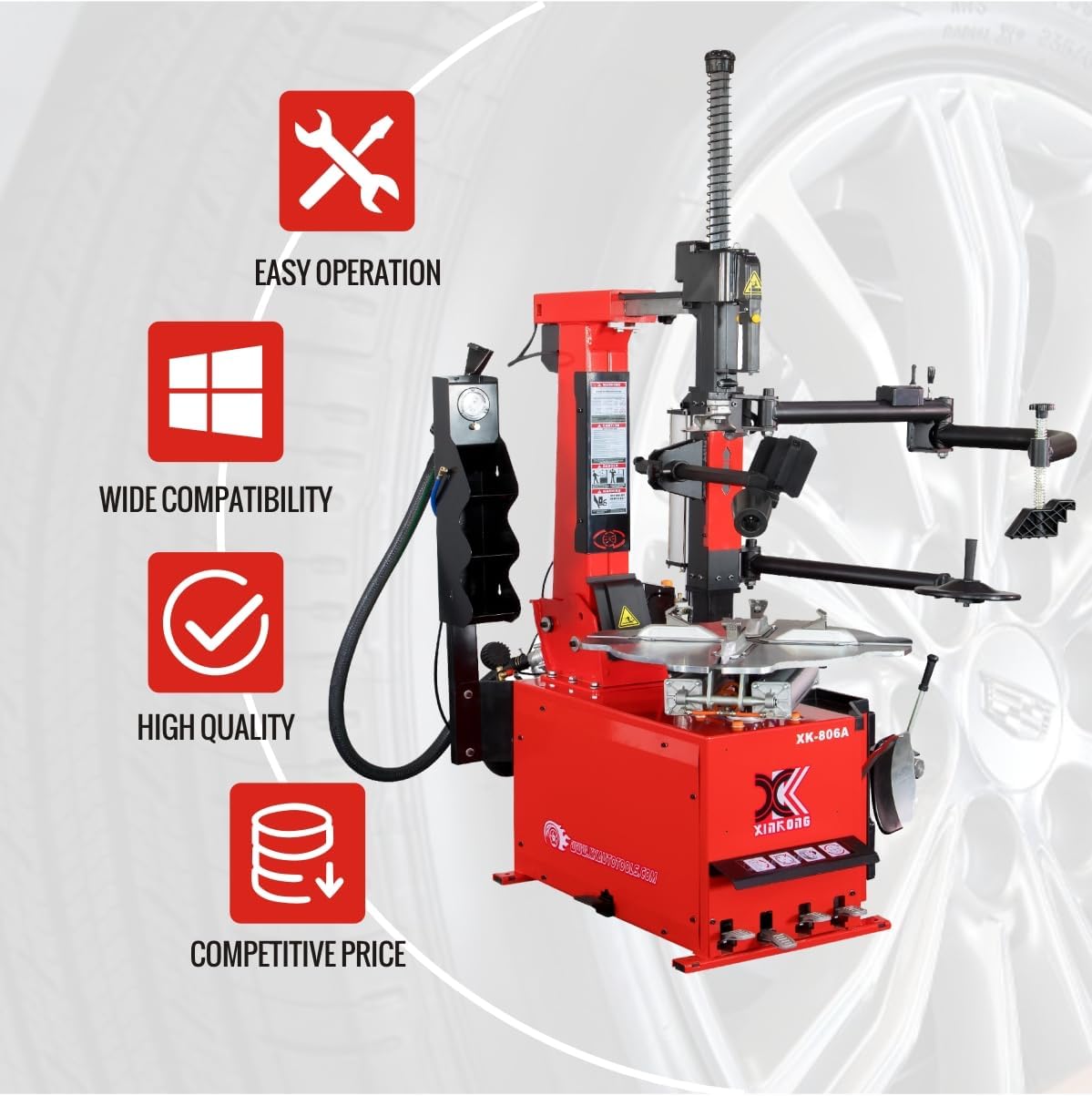 XK-806A Tire Changer Machine Tilt Back Column 2.0 Horsepower 10-28 Inches with 12 Month Parts Replacement