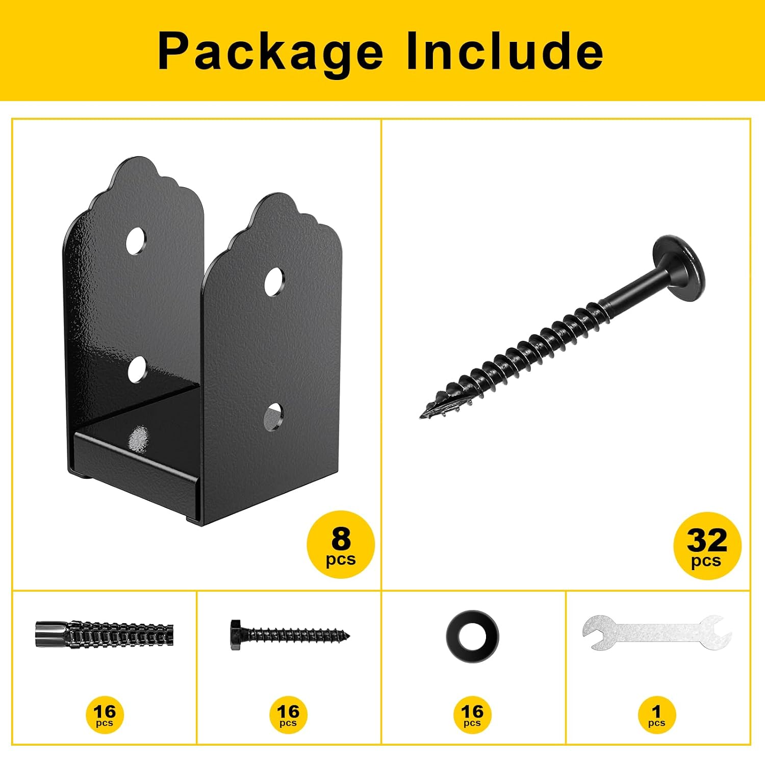 4x4 Post Base, 8Pcs Stainless Steel Adjustable Post Anchor Bracket (Internal 3.5 x 3.5), Adjustable Post Base for Pavilion Deck Porch Handrail Railing Support Decorative Anchor Plate