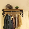 Clothing Garment Rack Wall Mounted with Wood Shelf,Industrial Pipe Floating Shelf,Retail Display Clothes Racks Heavy Duty Organizer Hanger(1-tier-80CM
