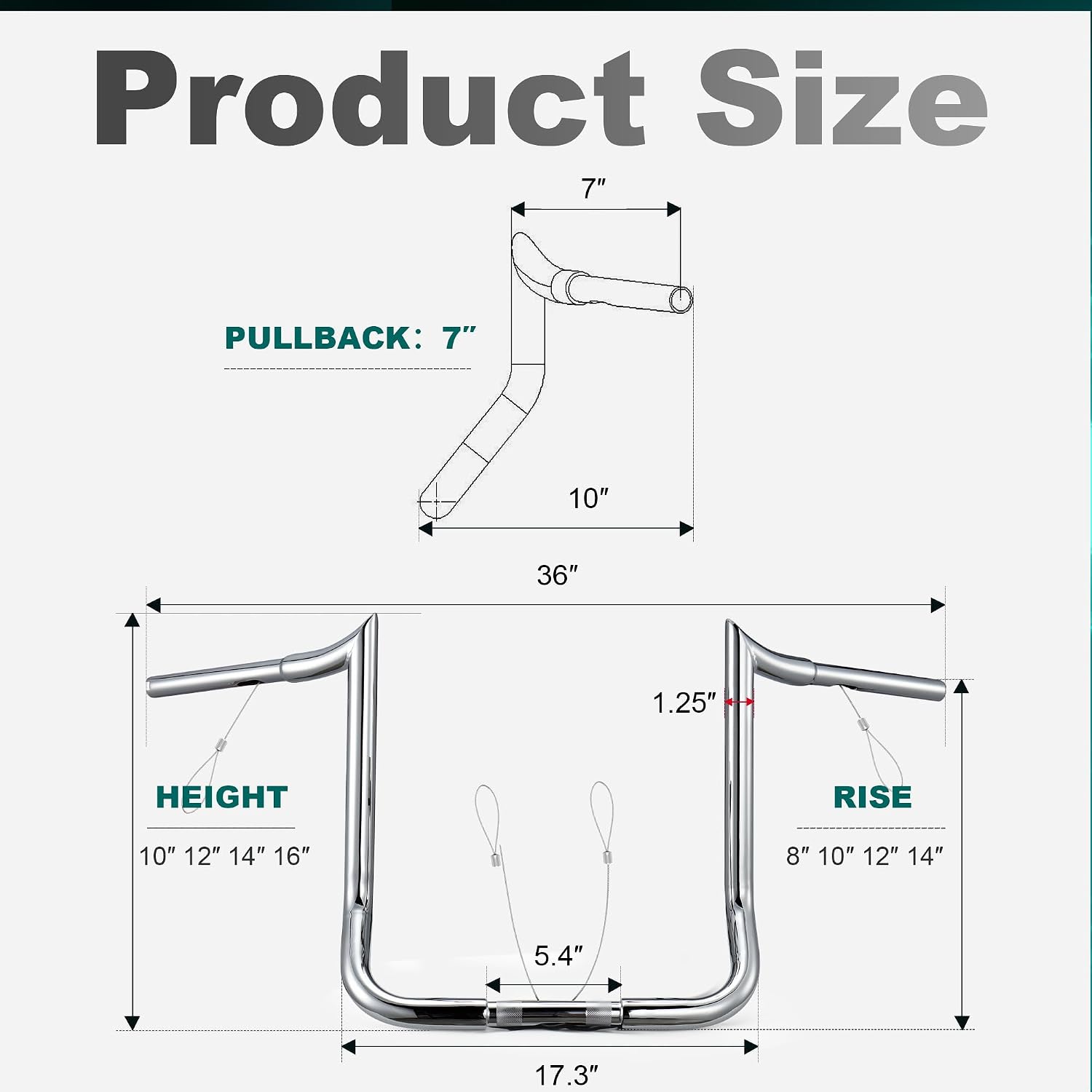 MoKitDora Street Electra Glide Ape Hanger 10' Rise 1-1/4' Fat 1' Clamp Monkey Bagger Meathook Bars for 1986-2023 Harley FLHT & FLHX Ultra Limited Tri-Glide, Chrome