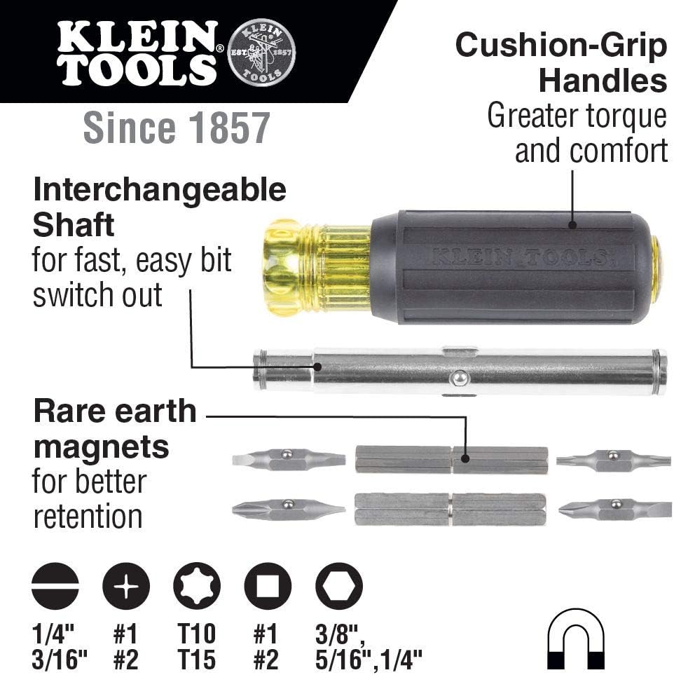 Klein Tools Laptop Backpack Tool Bag with Molded Bottom, Charging Port, 28 Pockets and 3-Piece Screwdriver Nut Driver Tool Kit