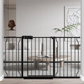 Fairy Baby Extra Wide Baby Gate Black 53-57.5 Inch Wide, Walk Through Pressure Mounted No Drill for Doorways, Long and Large Tension Gate for Pet and Kids