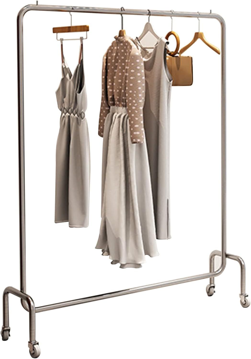 Clothing Rack Rolling Display Garment Rack, Retail Garment Hanging Bar Clothing Storage Shelving Unit, Modern High-Grade Stainless Steel Organizer Wardrobe (One Color-80x40x150CM
