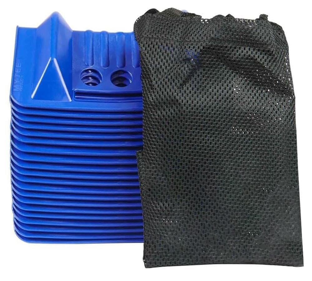 Mytee Products (80 Pack) 4' x 4' x 10' Blue Corner Protector V Shaped Flatbed Edge Guards with Carrying Case - Cargo Load Corner Edge Protector and Tie-Down Strap Guard for Flatbed