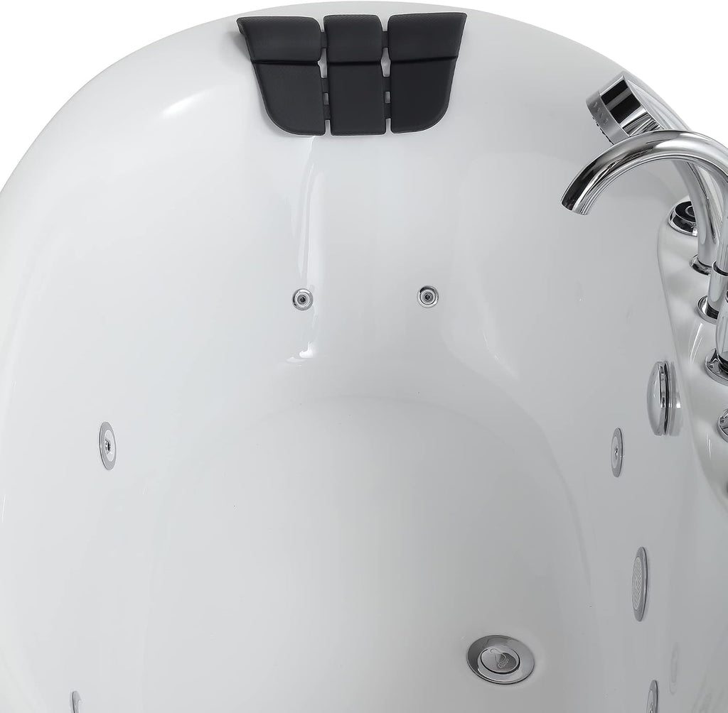 Empava 67' Freestanding Whirlpool Bathtub with Hydromassage Adjustable Water Jets Luxury Acrylic Massage SPA Soaking Bath Tub in White Single Ended