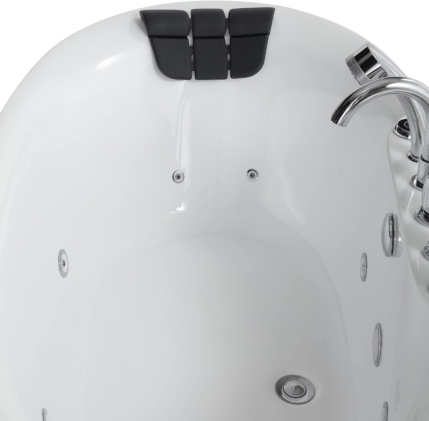 Empava 67' Freestanding Whirlpool Bathtub with Hydromassage Adjustable Water Jets Luxury Acrylic Massage SPA Soaking Bath Tub in White Single Ended