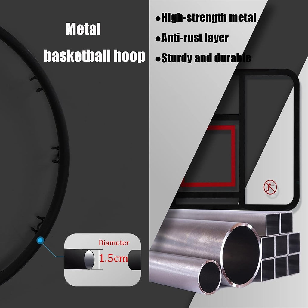 Basketball Rim 43in Adult Basketball Hoop, Indoor and Outdoor Wall-Mounted Basketball Boards, Simple Installation, 110x75 Cm
