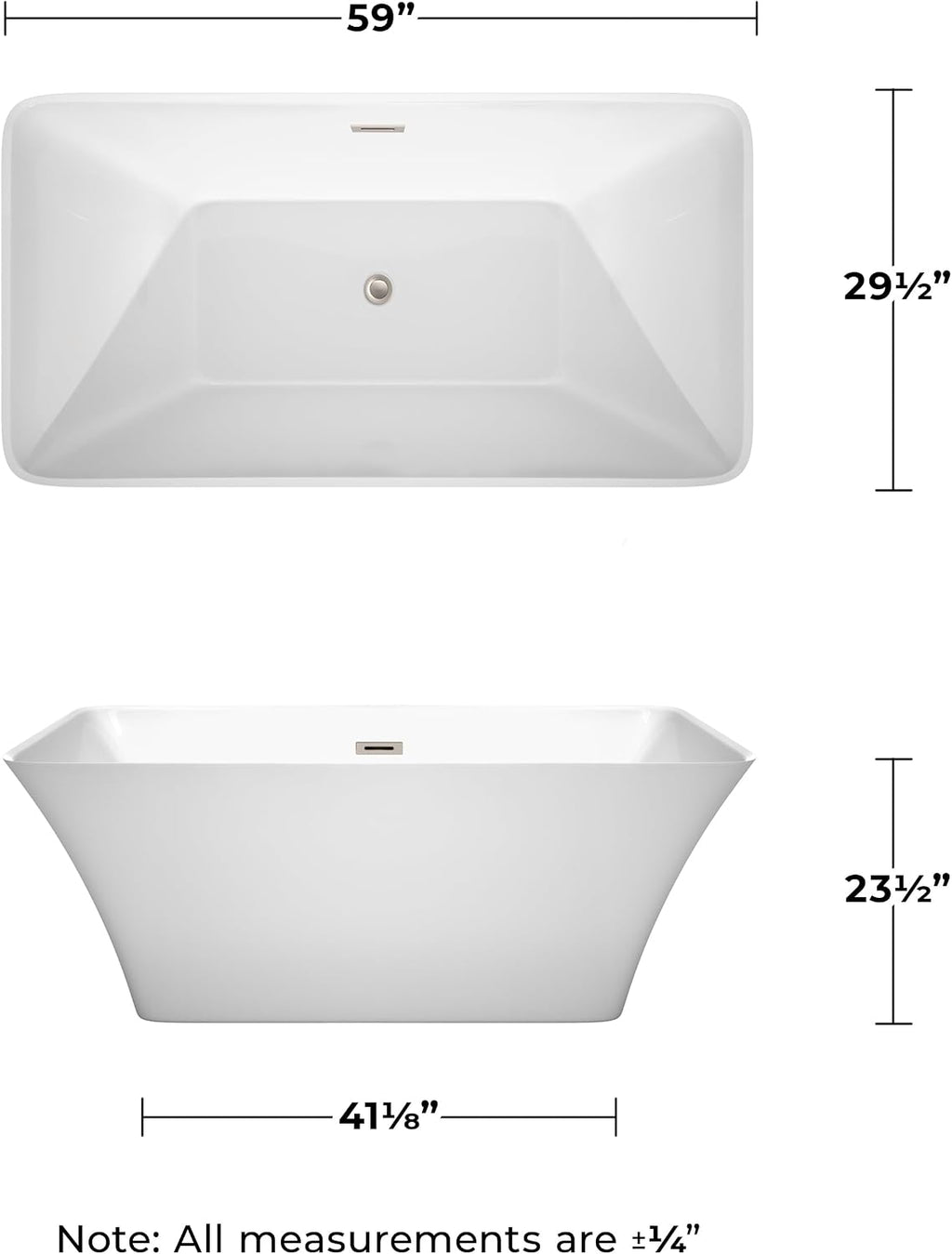 Wyndham Collection WCBTK150459BNTRIM Freestanding Bathtub, 59', White with Brushed Nickel Trim