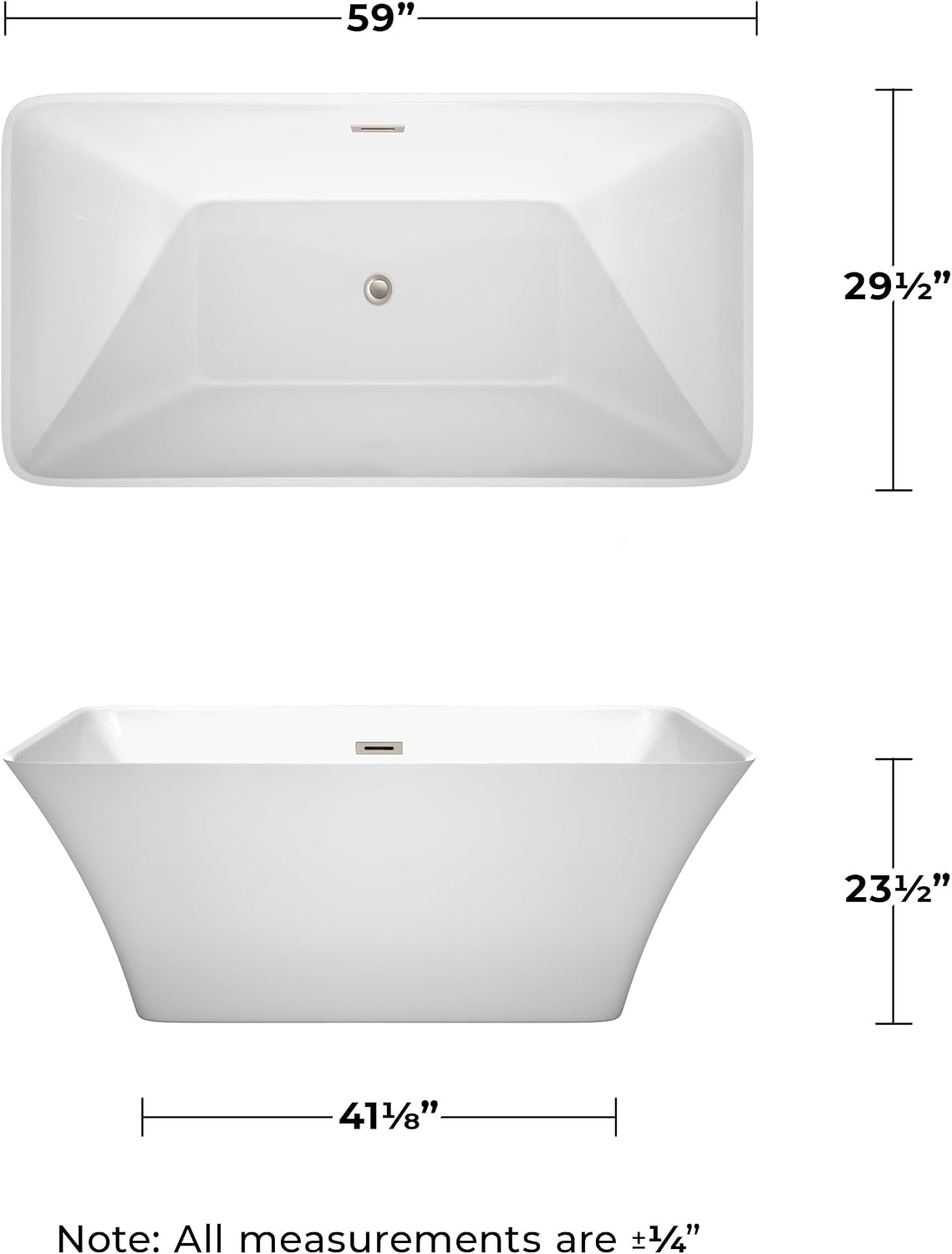 Wyndham Collection WCBTK150459BNTRIM Freestanding Bathtub, 59', White with Brushed Nickel Trim