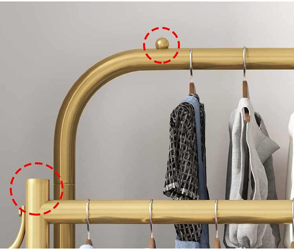 Metal Garment Racks for Hanging Clothes, Heavy Duty Clothes Organizer Rack with 2-Tier Shelves, Space Saver,120cm