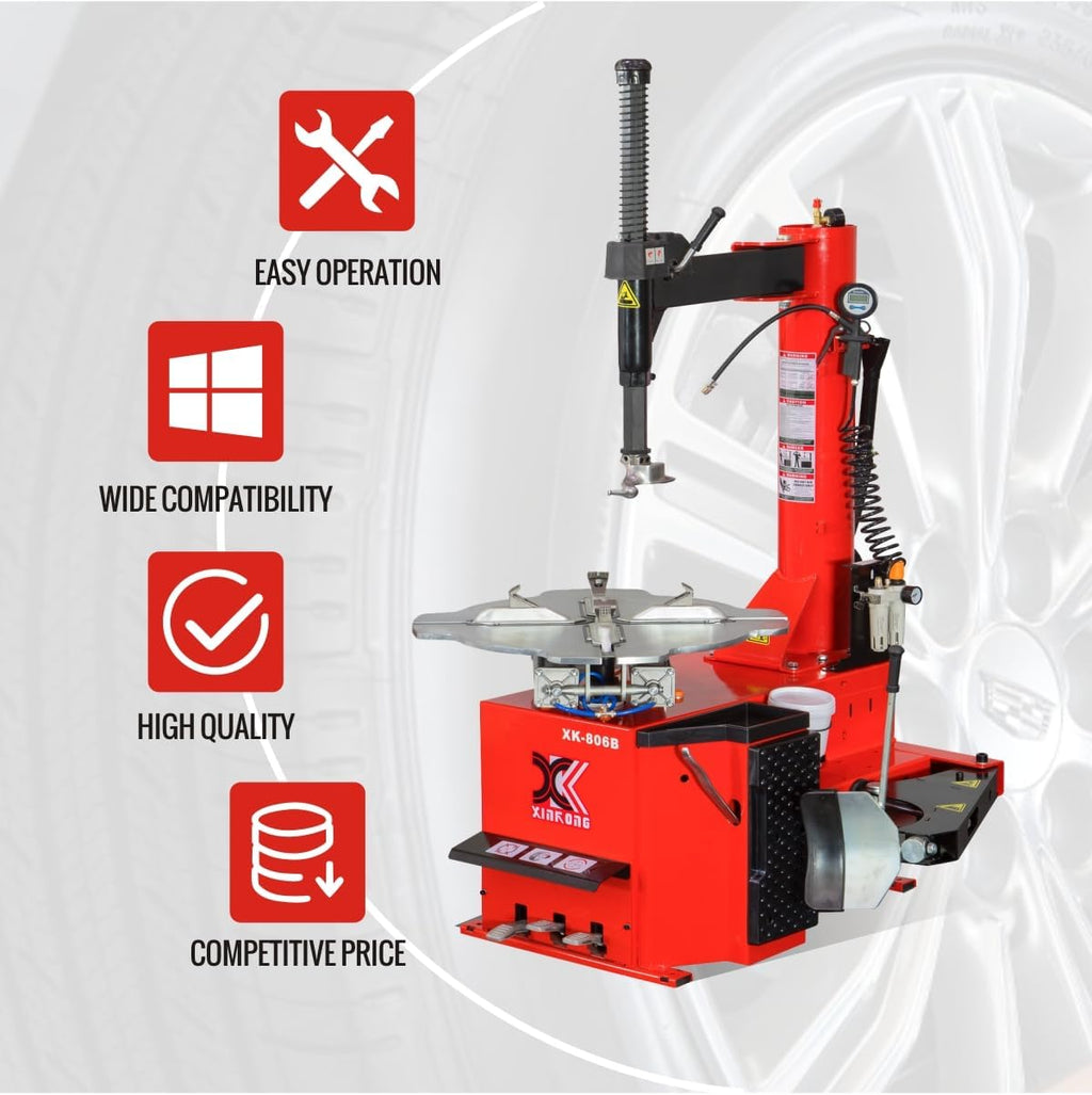 XK-806B Tire Changer Machine 2.0 Horsepower Rim Clamp 12-28 Inches with 12 Month Parts Replacement