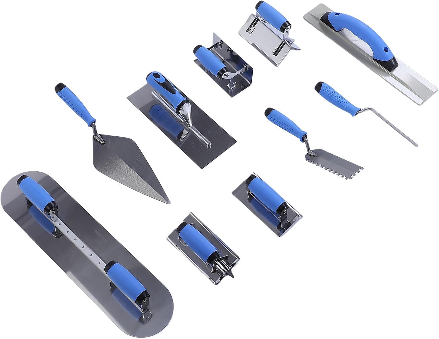 Concrete Trowel Set, Stainless Steel Masonry Hand Tools with Storage Carry Bag, Drywall Taping Knife Set for Grouting, Plastering and Professional Finishing