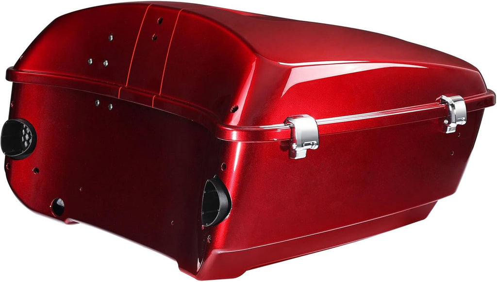 TCMT 13.7' King Motorcycle Trunk Box W/Latch Key Fit For Harley 2014-2025 Touring CVO Road King Road Glide Street Glide Electra Glide Ultra Limited Velocity Red Sunglo