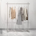 Freestanding Chrome Stainless Steel Coat Rack with Stand Clothing Store Display Rack Floor-standing Women Clothing Stainless Steel Horizontal Bar Shelf Island Hanger Silver 46'L x 16'W x 59'H