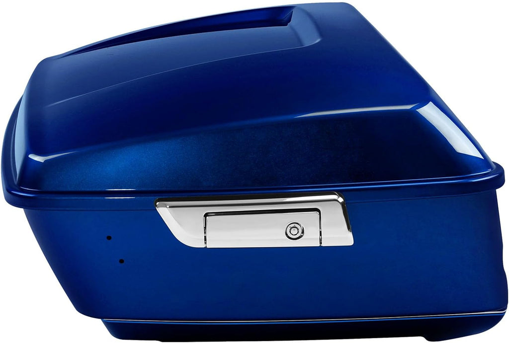 TCMT 13.7' King Motorcycle Trunk Box W/Latch Key Fit For Harley 2014-2025 Touring CVO Road King Road Glide Street Glide Electra Glide Ultra Limited Superior Blue