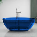 67' Edeyeu Freestanding Bathtub - Luxury Natural Resin Solid Surface Bathtub, Crystal Translucent Extra Deep Soaking Tub, High-End Stand Alone Free Standing Tub For Modern Bathroom Design Blue C