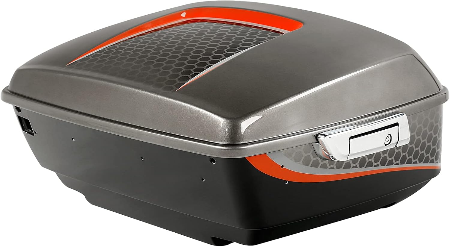 Black Honeycomb Fade CUSTOM CHROME 13.7' King Trunk W/Latch Key Fit For Harley Trunk Touring CVO Road King Road Glide Street Glide Electra Glide Ultra Limited 2014-2025