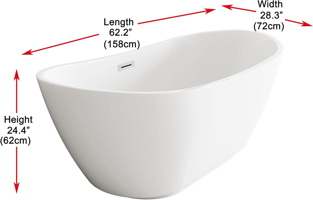 62' Bathtub, Iron and Nylon and Fiberglass, Glossy White