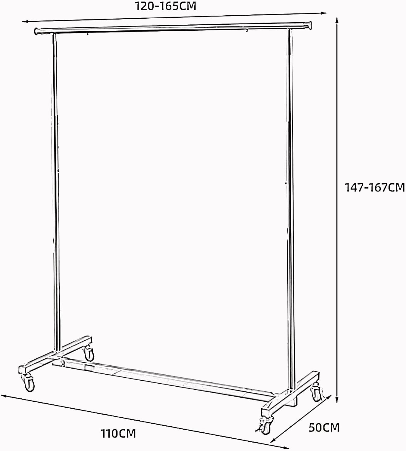 Clothing Rack,Adjustable Garment Rack On Wheels, Stainless Steel Clothes Hanger, Telescopic Mobile Clothing Storage Stand for Bedroom Living Room - Stylish Gold Finish,Silver