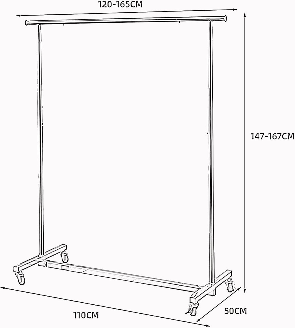 Clothing Rack,Adjustable Garment Rack On Wheels, Stainless Steel Clothes Hanger, Telescopic Mobile Clothing Storage Stand for Bedroom Living Room - Stylish Gold Finish,Gold