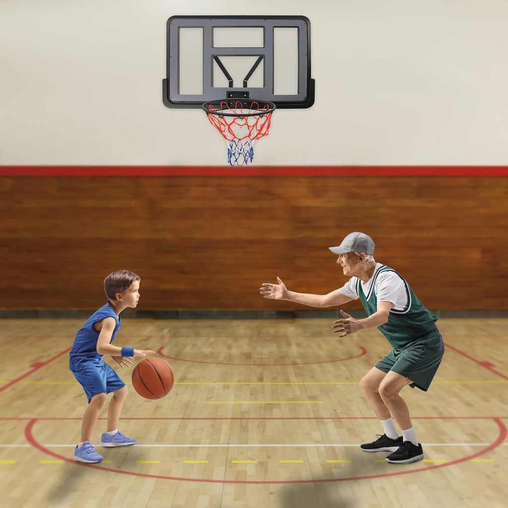 Wall Mounted Performance PET Backboard & Rim Combo, Indoor Outdoor Mini Basketball Hoop