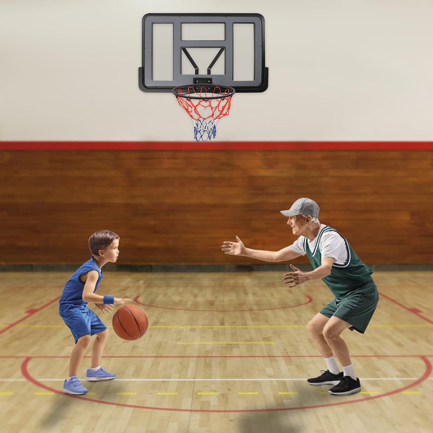 Wall Mounted Performance PET Backboard & Rim Combo, Indoor Outdoor Mini Basketball Hoop