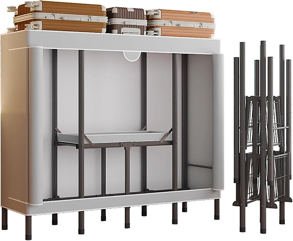 67' H Portable Wardrobe Closet Storage Organizer for Bedroom, Armoire Foldable, Steel Hanging Rack with Cover(110cm/43.3in)