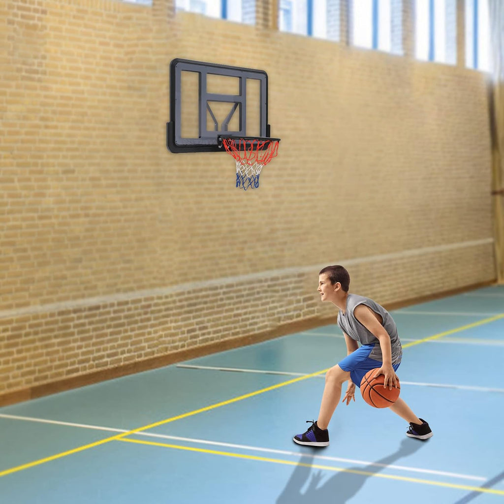 Wall Mounted Performance PET Backboard & Rim Combo, Indoor Outdoor Mini Basketball Hoop