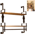 Wall Mounted Garment Rack,Floating Industrial Pipe Garment Rack,Clothes Hanger,Retail Display Garment Rack with Wooden Shelf,Sturdy Organizer,Sturdy Multifu(2-tiers-120CM