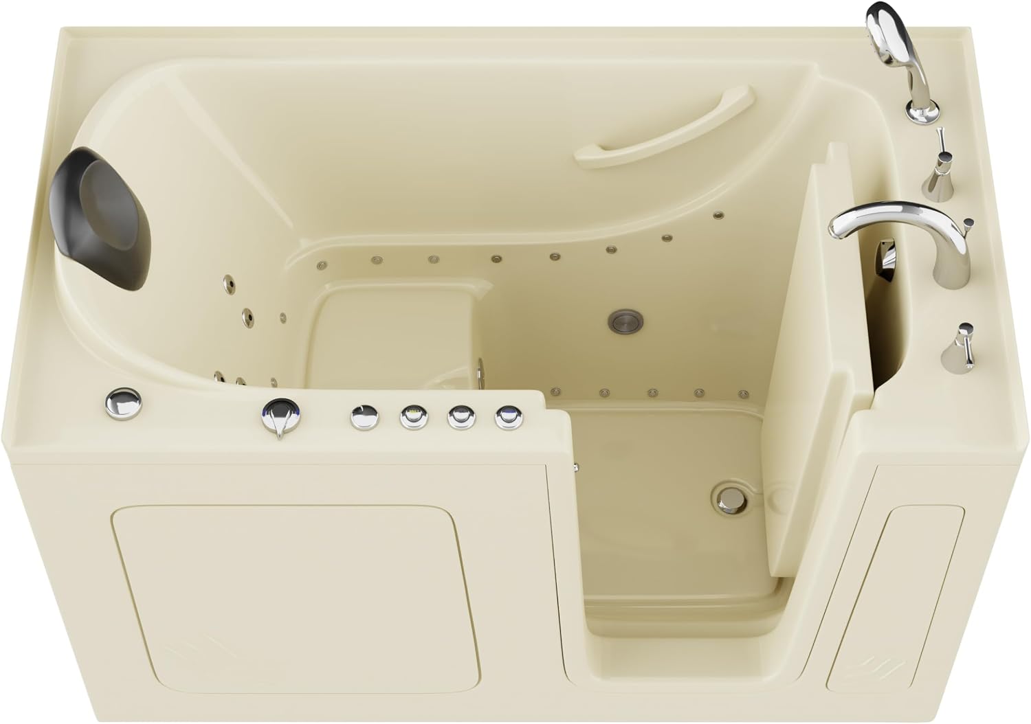 ANZZI Tubs Series Right Drain Quick Fill Walk-In Whirlpool and Air Tub with Powered Fast Drain in Biscuit Finish 32 in. x 60 in. | AMZ3260RBD