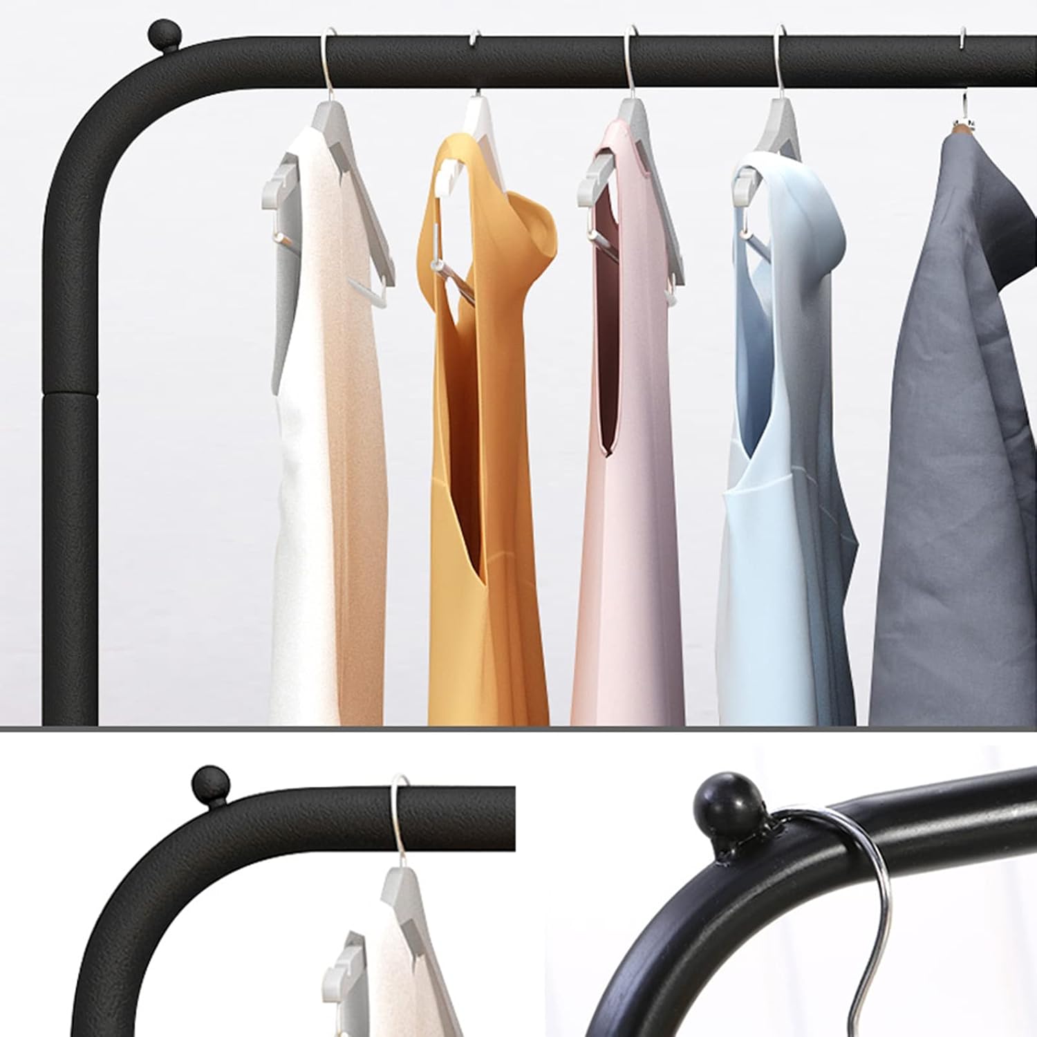 Clothes Rack, Industrial Pipe Clothing Rack with Shelves, Heavy Duty Clothes Hanging Rack, Standard Rod Garment Rack On Wheels, Storage Display, Metal (1m)
