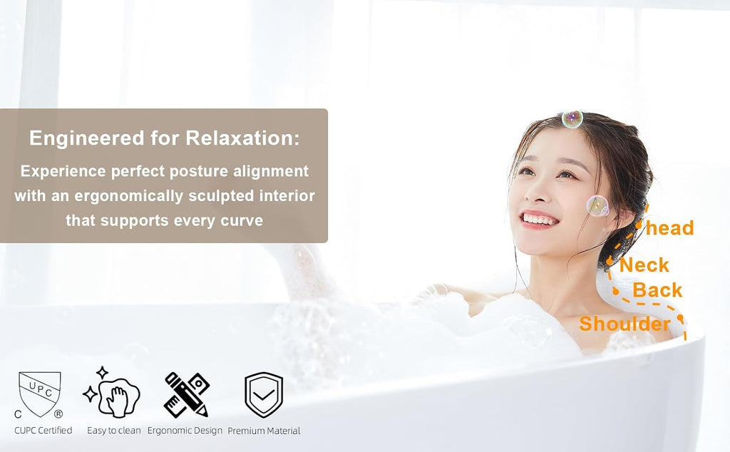 59' Acrylic Freestanding Bathtub, Stand Alone Soaking Tub, Glossy White Acrylic, Toe-tap Chrome Drain, cUPC Certified