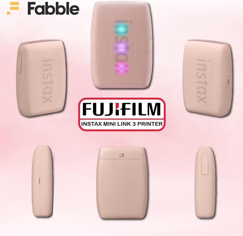 Fujifilm INSTAX Mini Link 3 Smartphone Printer with INSTAX Mini Instant Film and Sunshine Microfiber Cleaning Cloth... (4 Twin Pack (80 Sheets), Rose Pink)