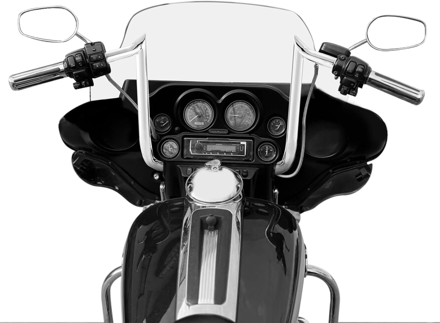 Wsays 14' Rise Pre-Wired Handlebar Bagger Meathook Bar Handlebar Compatible with Harley Street Glide Electra Glide Ultra Limited 2008-2013 Chrome