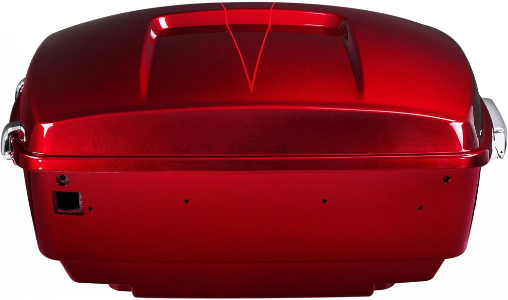 TCMT 13.7' King Motorcycle Trunk Box W/Latch Key Fit For Harley 2014-2025 Touring CVO Road King Road Glide Street Glide Electra Glide Ultra Limited Velocity Red Sunglo