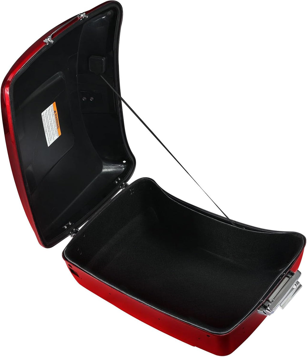 TCMT 13.7' King Motorcycle Trunk Box W/Latch Key Fit For Harley 2014-2025 Touring CVO Road King Road Glide Street Glide Electra Glide Ultra Limited Velocity Red Sunglo