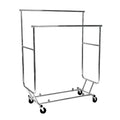 AMKO RCS/2-CH Collapsible Rolling Rack in Chrome Finish with Double Hangrail, Ball Bearing Casters. Heavy Duty Garment Rack, Commercial Grade Display Rack. Store Display Supplies
