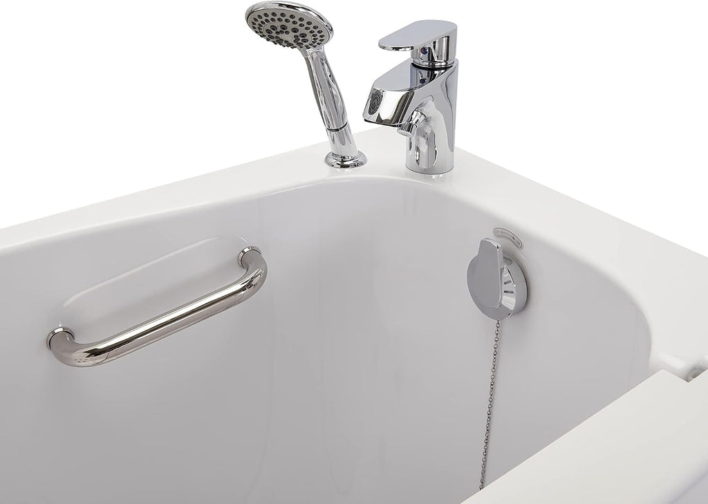 Ella Mobile 26'x45 Acrylic Soaking Walk-In-Bathtub, Right Outward Swing Door, Heated Seat, 2 Piece Fast Fill Faucet, 2' Drain
