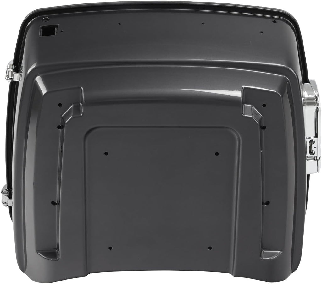 TCMT 13.7' King Motorcycle Trunk Box W/Latch Key Fit For Harley 2014-2025 Touring CVO Road King Road Glide Street Glide Electra Glide Ultra Limited Gauntlet Gray Metallic