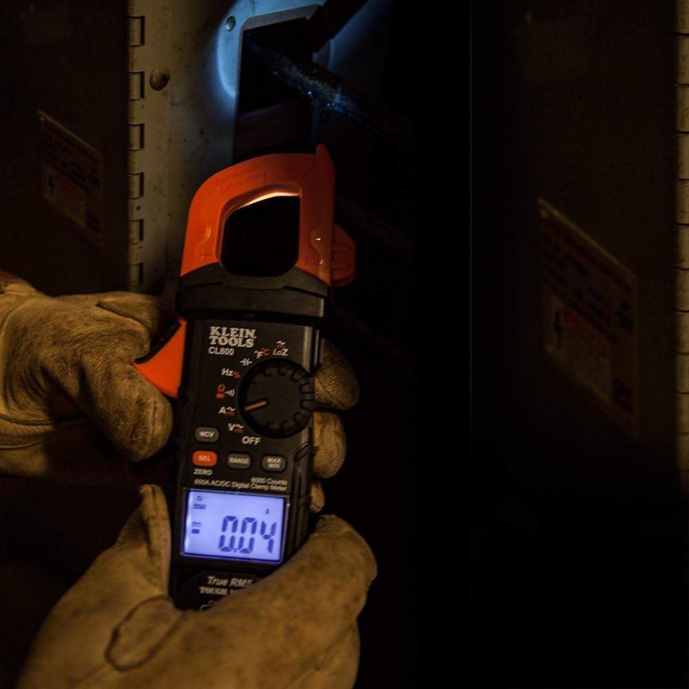 Klein Tools CL800 Digital Clamp Meter, Auto Ranging TRMS, AC/DC Volt/Current, LOZ, Continuity, Frequency, Capacitance, NCVT, Temp, More 1000V