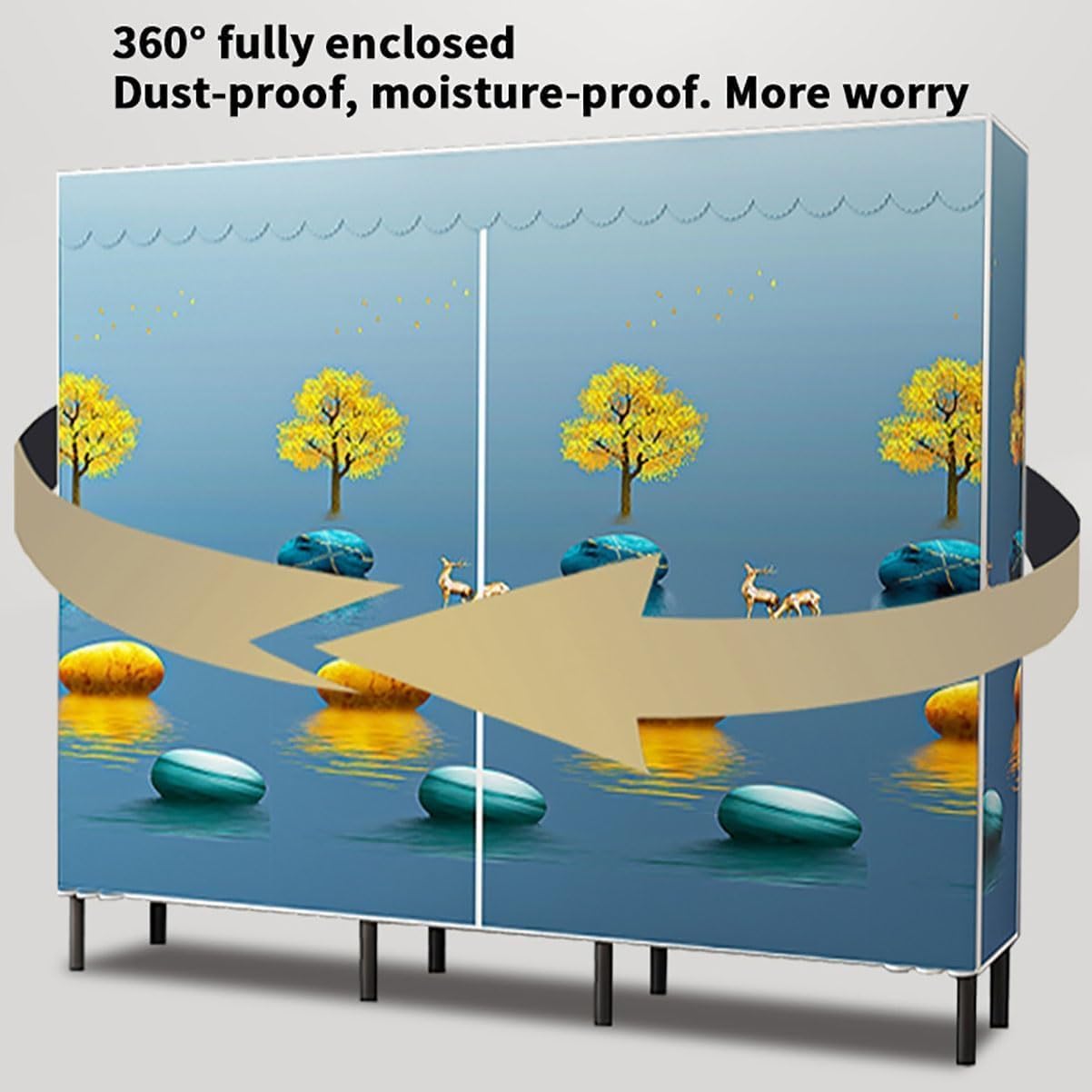 Portable Closet Wardrobe Closet Heavy Duty Garment Rack Portable Closet with Cover Clothing Rack Metal Wardrobe Closet Easy Assemble(85 * 45 * 175cm)