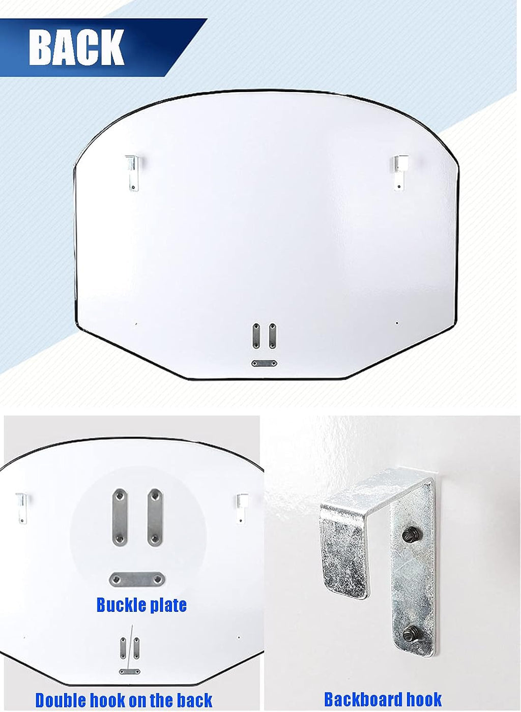 Basketball Rim Adult Youth Basketball Hoop, Outdoor Wall-Mounted Recreational Basketball Board, No Need to Punch Holes for Installation, 80x60 Cm (Color : Package 1)